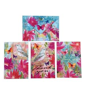 Punch Studio Birds & Butterflies Thank You Note Cards in Trifold Sleeve (13771)